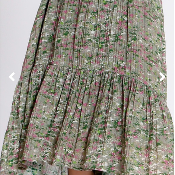 THE KORNER Floral Green Tiered Midi Dress with Spaghetti Straps - Picture 8 of 8